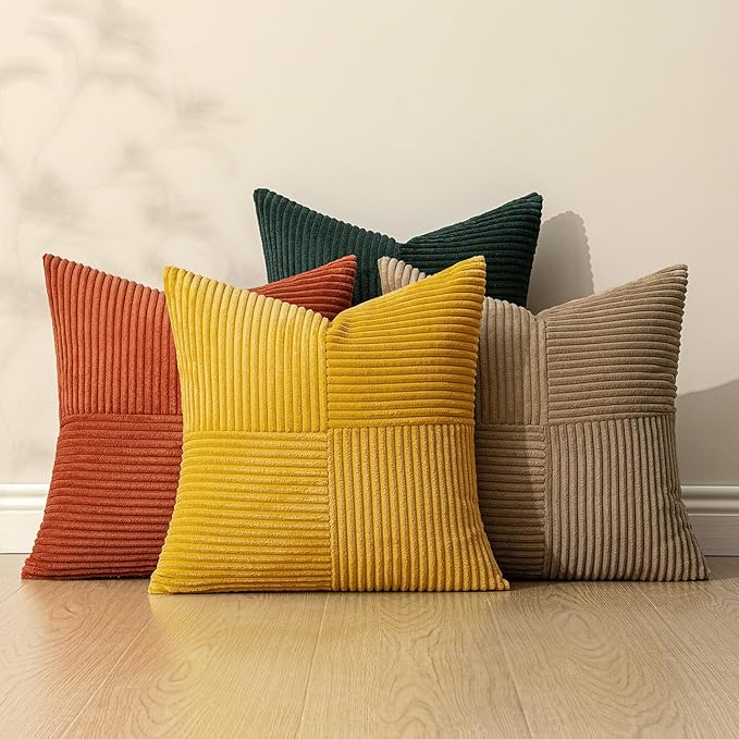 MIULEE Green Rust Throw Pillow Covers 20x20 Inch Set of 4 Boho Farmhouse Soft