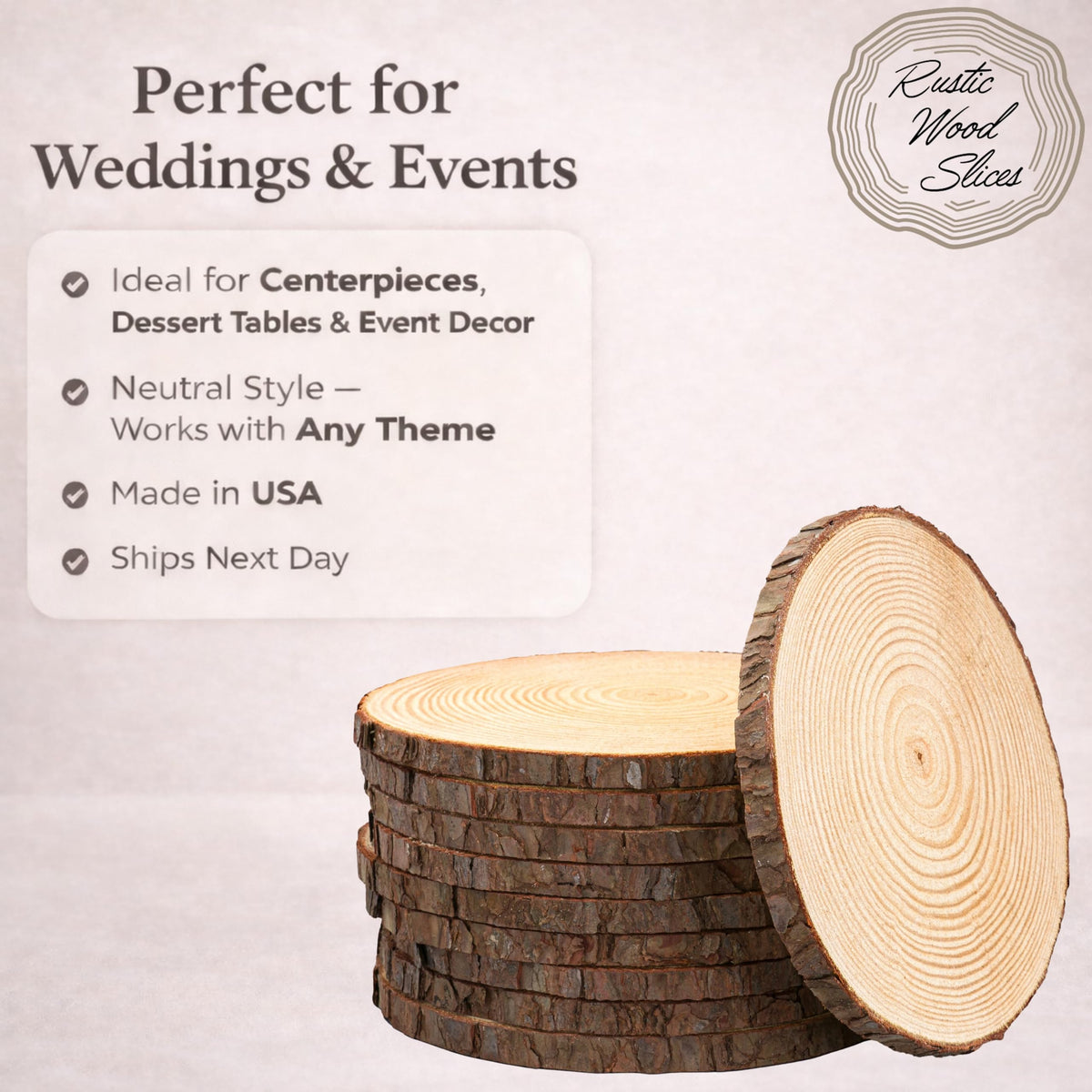 Set of (16) 8-9 inch Wood Slices for centerpieces! Natural Wood Rounds for Table centerpieces, Arts and Crafts, and Table Decorations (Set of 16 8-9")