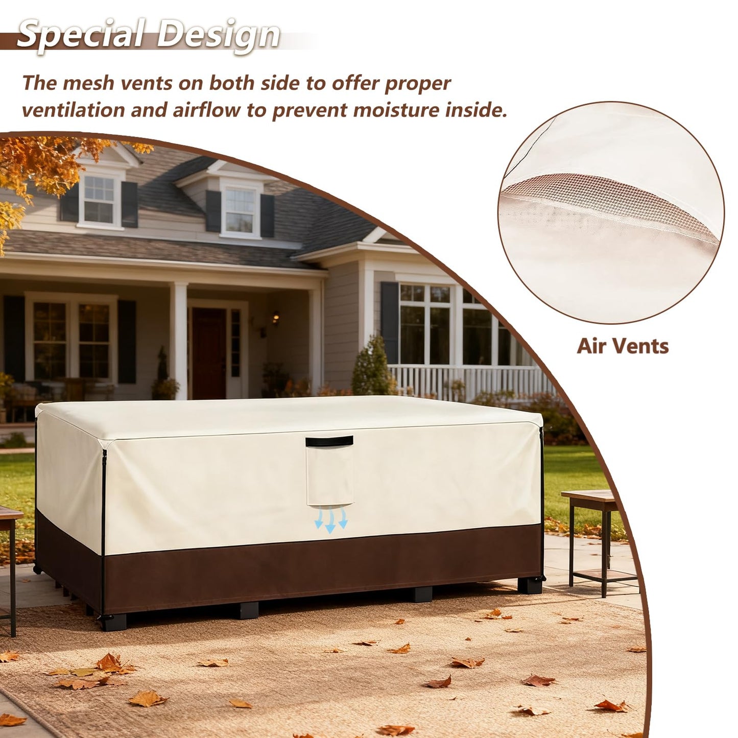 Exokugo Patio Furniture Covers Waterproof,Heavy Duty Outdoor Furniture Covers, Rectangle Patio Table Cover Fits 5-8Piece Sectional Set Outdoor Chair Couch Table Sets(126" L x 63" W x 28" H)