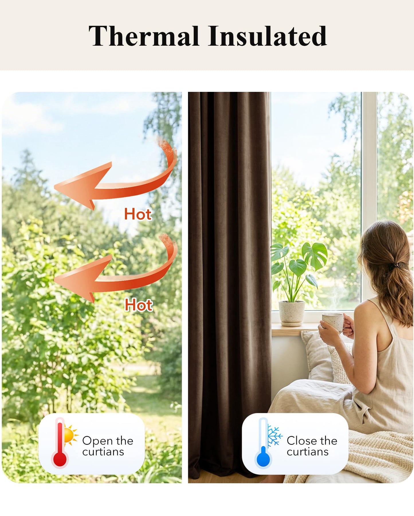 StangH Brown Velvet Curtains Room Darkening 84 inches Long for Bedroom, Soft Thermal Insulated Window Drapes Sound Dampening with Grommet for Living Room/Office, W42 x L84, 2 Panels