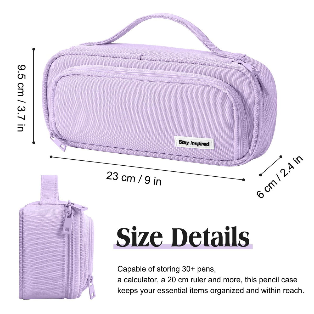 Ralnitote Large Pencil Case for Girls and Boys, Aesthetic Pencil Case Organizer with Handle, Cute Pencil Pouch for School & Office Supplies-Purple