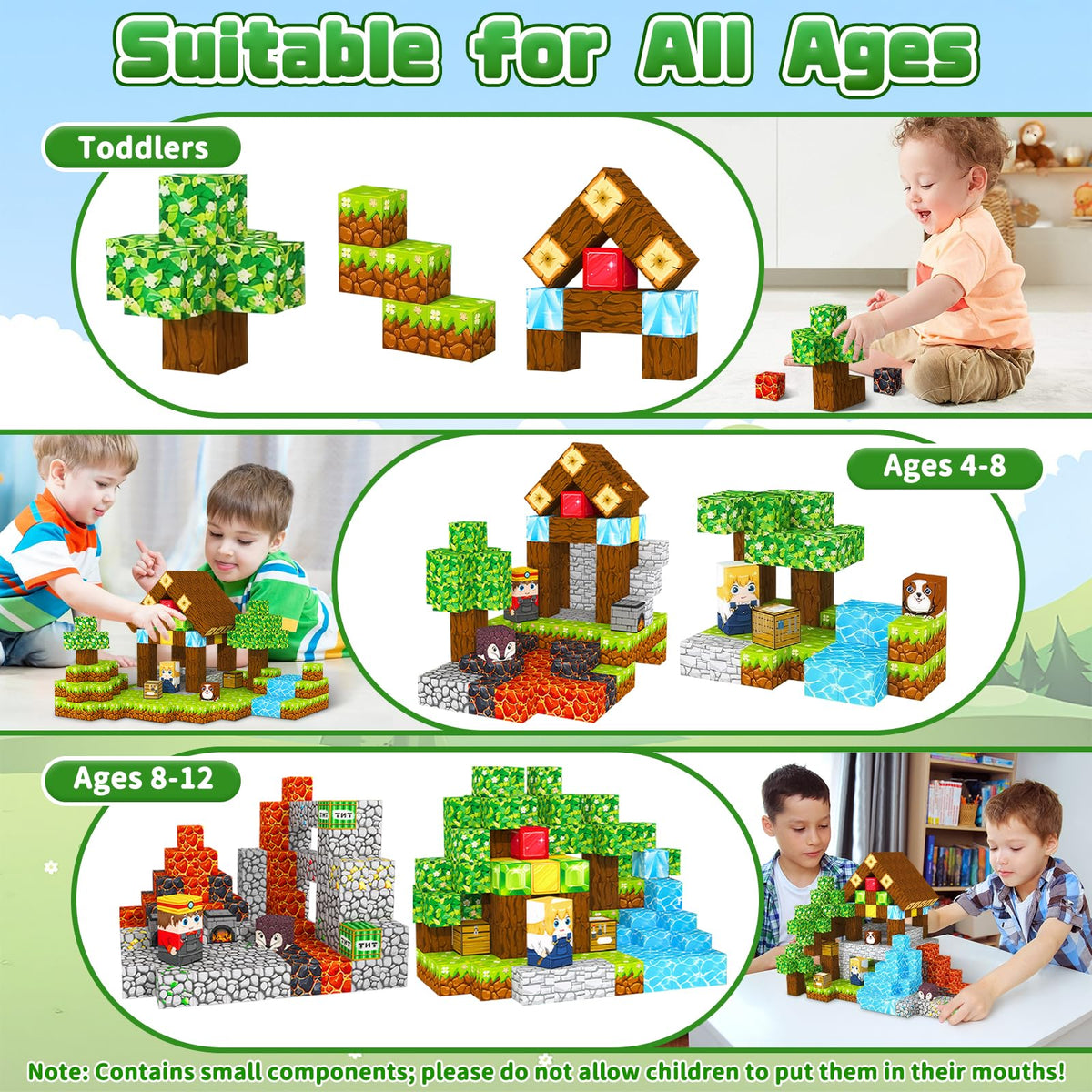 Youngyes Magnetic Blocks, 100 PCS Magnetic Building Blocks Cubes - Stacking Magnet Toys for Kids Toddlers Ages 4-8 8-12, Magnetic Tiles STEM Toys Christmas Birthday Gifts for Boys Girls (0.8IN/2CM)