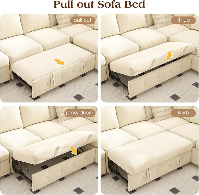 Ihanherry 59-inch Convertible Sofa Bed, Pull Out Sleeper