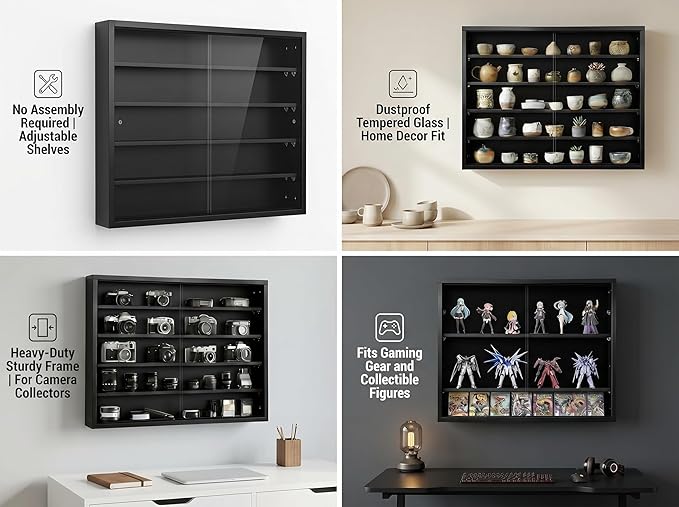 5-Tier Wall Mounted Display Cabinet, No Assembly Required Ready to Use Out of