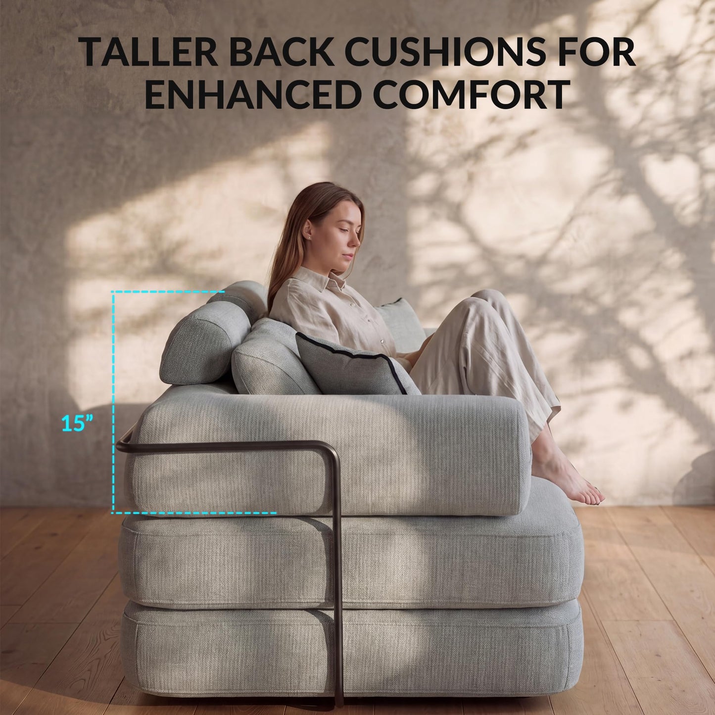 Boneless Floor Sofa, 3-in-1 Convertible Loveseat Sleeper Futon, Modular Small Space Couch Bed with High Headrests & Side Storage Pockets & 2-in-1 Pillow Blanket for Living Room, No Assembly, Bedroom