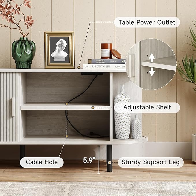 ONBRILL 55" TV Stand with Power Outlet
