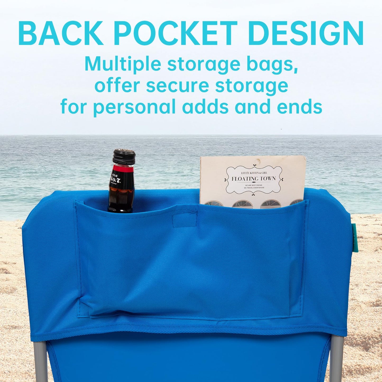 #WEJOY Folding Beach Chair for Adults, Lightweight Beach Chair with Shoulder Straps, High Back Camping Chairs with Hard Armrest, Supports 300lbs for Outdoor Lawn Concert, 2 Pack (Blue)