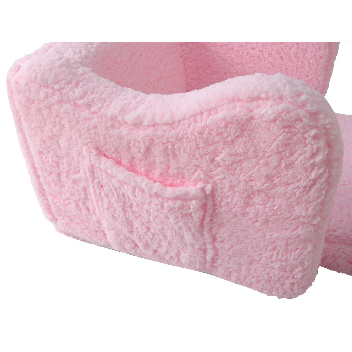Toddler Couch 2-in-1 Flip Open Convertible Sherpa Kids Sofa Chair, Pink