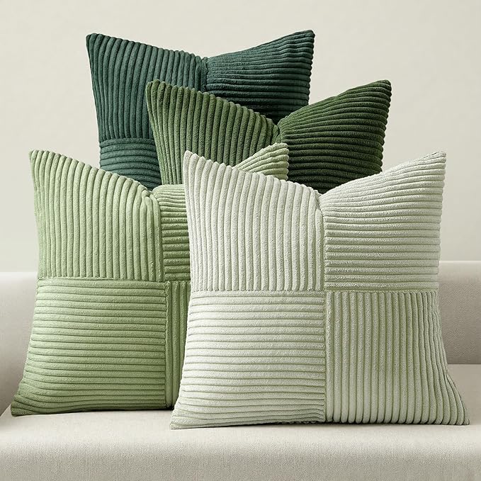 MIULEE Spring Green Decorative Throw Pillow Covers 16x16 Inch Set of 4 Boho