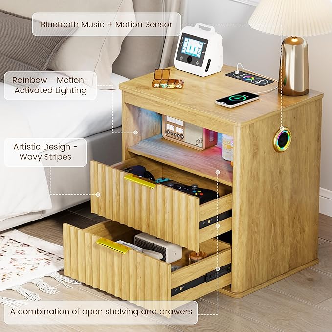 WOOVIVS Modern Nightstand Set of 2