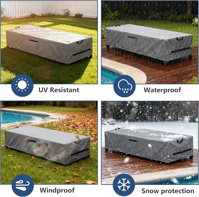 Waterproof Patio Lounge Chair Cover 2 Pack, Heavy Duty 600D Waterproof Outdoor