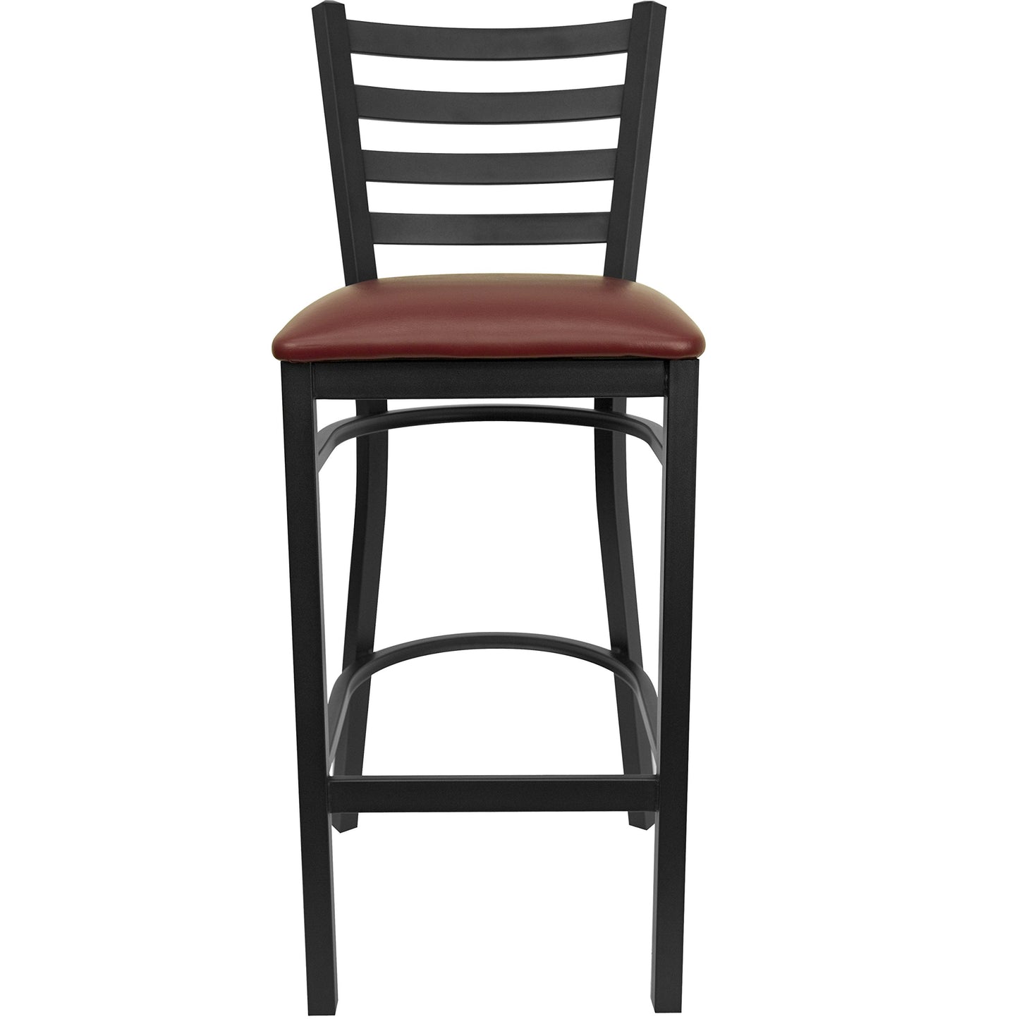 Flash Furniture HERCULES Series Black Ladder Back Metal Restaurant Barstool - Burgundy Vinyl Seat (Pack of 2)