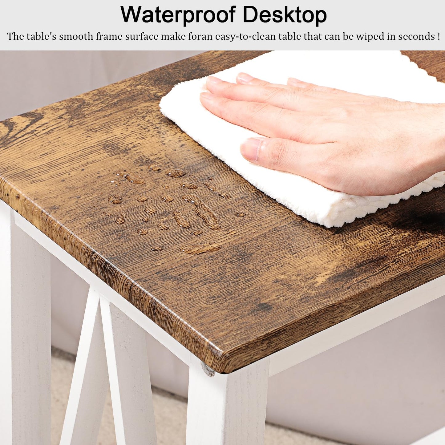 FEUFOAM Narrow End Table Rectangular Side Tables for Small Spaces Wood Framed Night Stands Sofa Bedside Table for Living Room Brown Smooth Tabletop Industrial Accent Furniture for Bathroom Bedroom