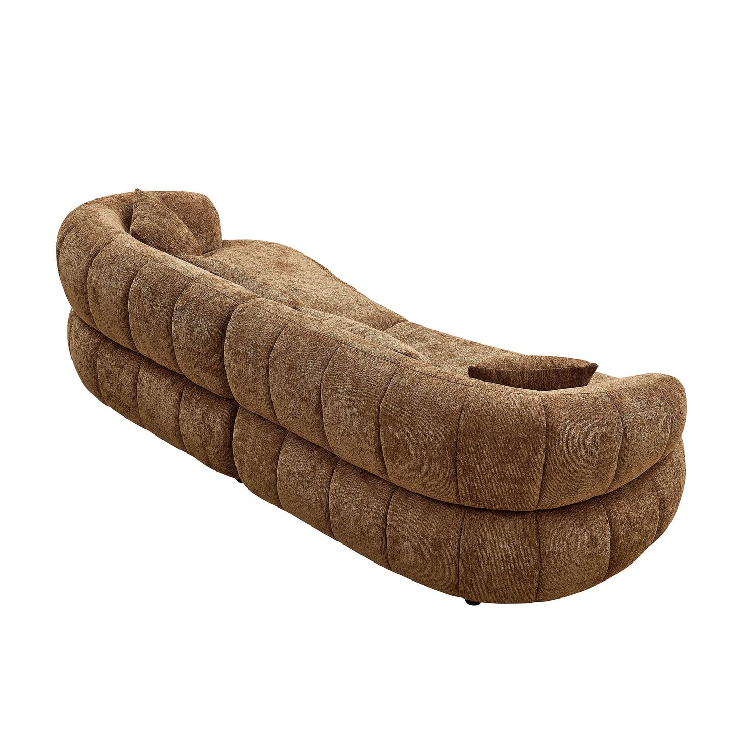 BBTJOINT Loveseat Sofa Set, Channel Tufted Brown Chenille Upholstery, Curved Bubble Design, Modern Living Room Couch