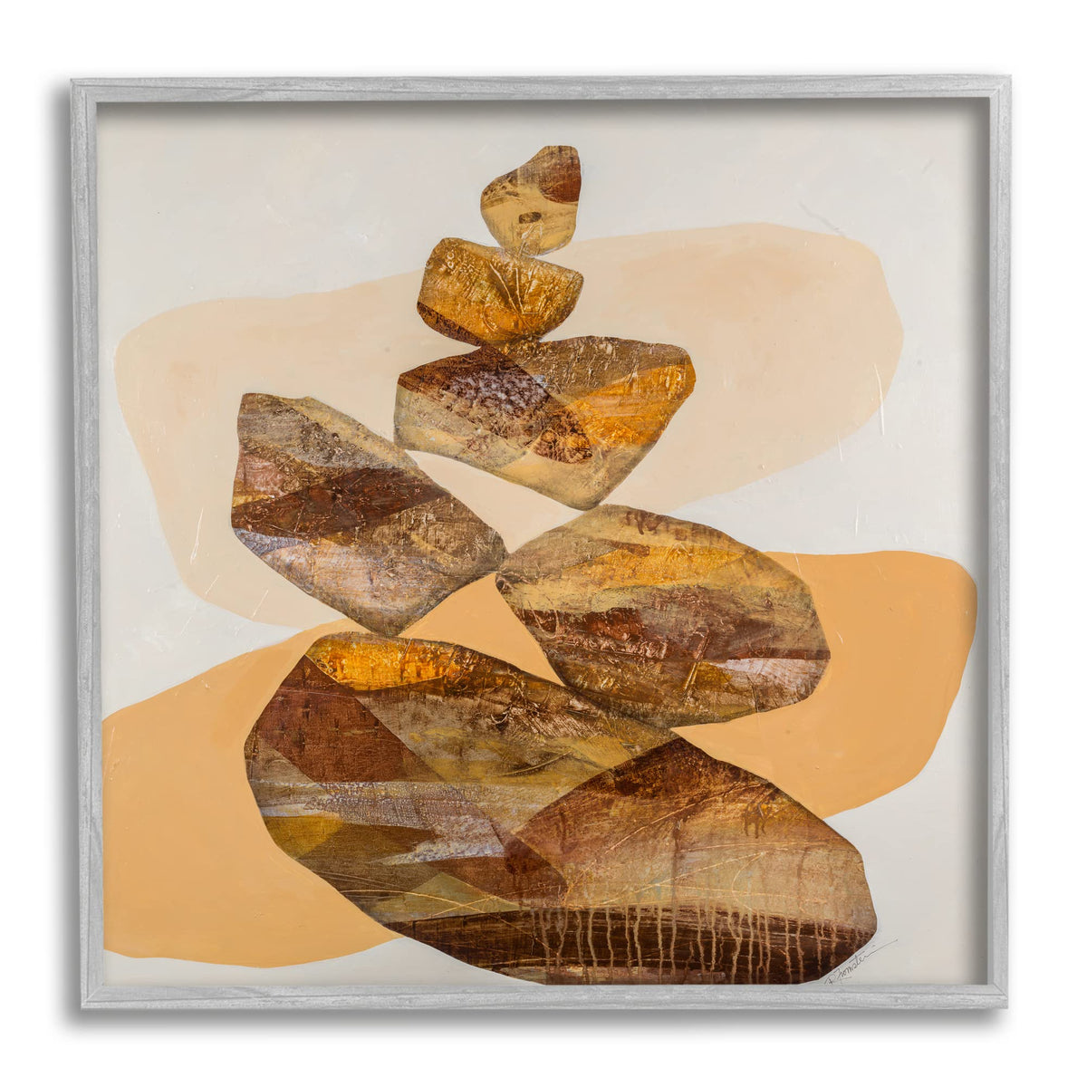 Stupell Industries Modern Natural Stacked Zen Rocks Framed Giclee Art, Design by Ruth Fromstein
