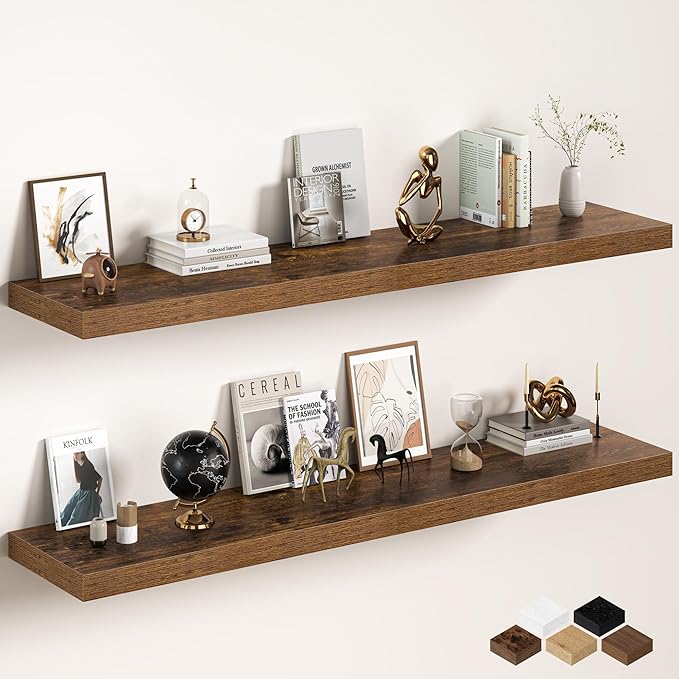 Fun Memories 72 Inch Floating Shelves, 12 Inch Deep Wall Shelf
