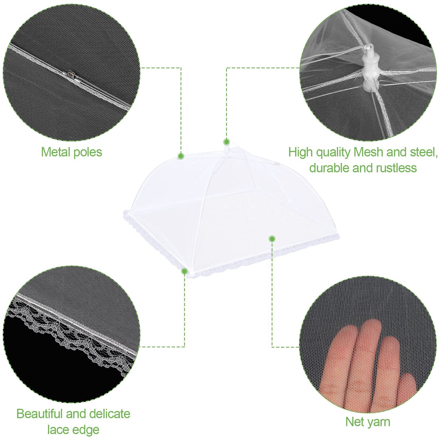4 Pack Mesh Food Covers 17 inch, Large and Tall Food Covers, Pop-Up Mesh Food Covers Tent Umbrella for BBQs, Outdoors, Screen Tents, Parties Picnics, Fruit Cover