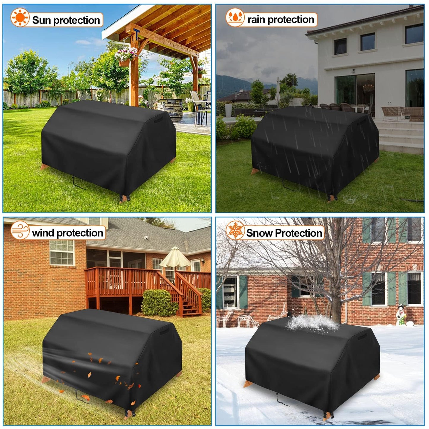 Kasla Kids Picnic Table Cover, Heavy Duty Waterproof, Fits Wooden Dining Table with Benches for Backyard, Patio, Lawn (36"W×33"D×22"H)