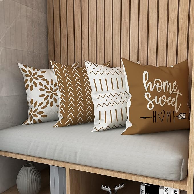 YCOLL Pillow Covers 18x18 Set of 4, Modern Sofa Throw Pillow Cover, Decorative