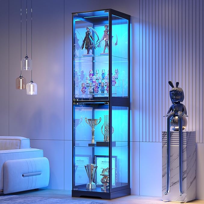 Glass Display Cabinet with Doors, Bookcase