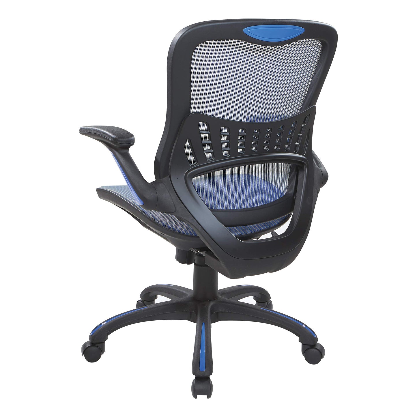 Office Star Riley Ventilated Manager's Office Desk Chair with Breathable Mesh Seat and Back, Black Base with Blue
