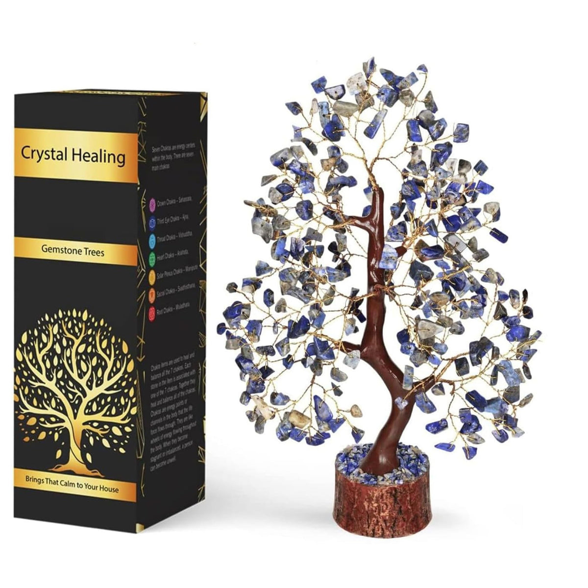 NARIBABU Lapis Lazuli Crystal Tree, Healing Crystals, Gemstone Tree, Crystals and Gemstones, Feng Shui Gifts for Women, Home Decor, Shelf Decor, Ornaments for Living Room, Crystal Gifts for Women