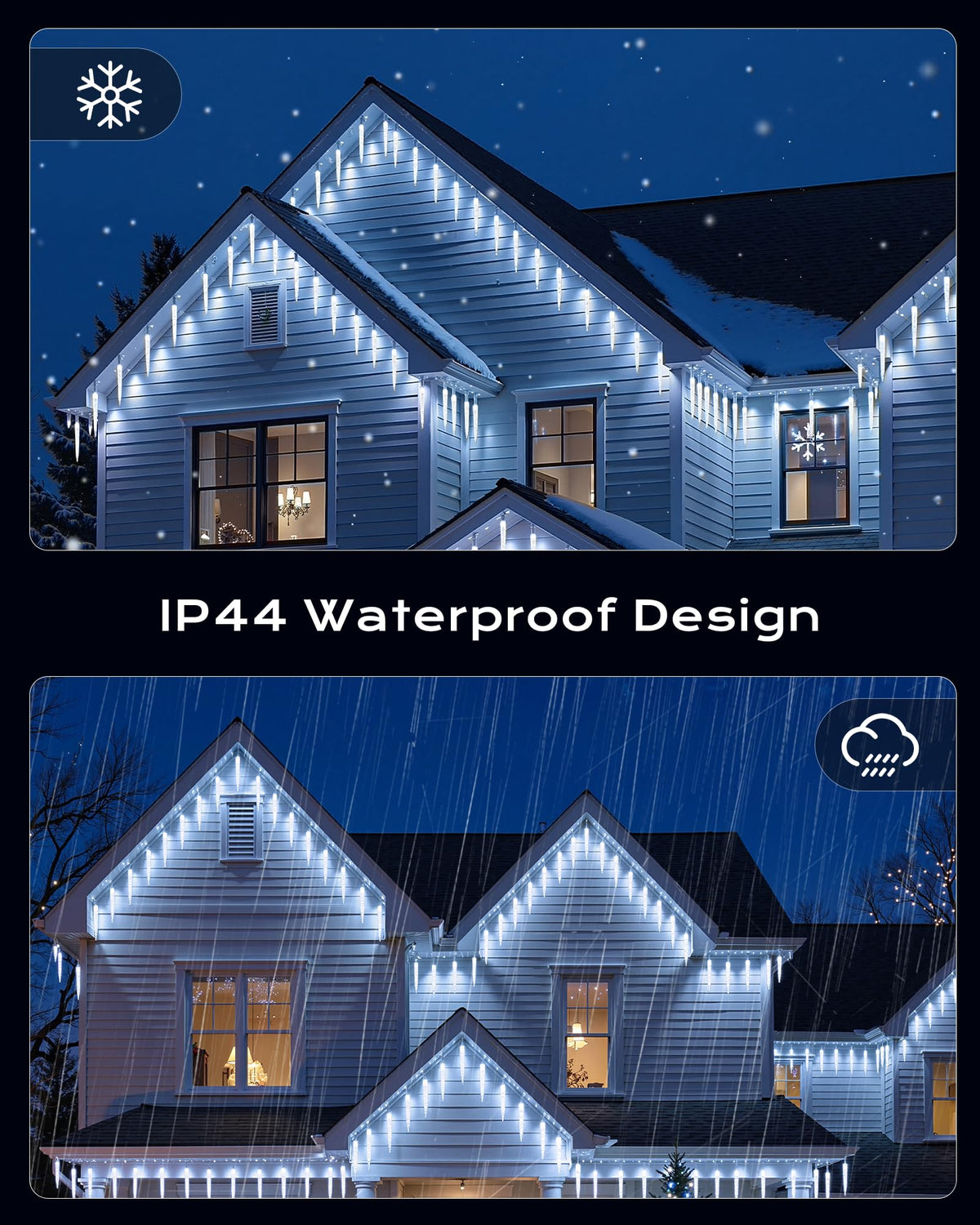 Brightown Icicle Lights Outdoor 20ft with Remote - 20 Tubes 100 LED Iced Tube Christmas Lights, Waterproof Icicle Decor Outdoor Indoor for Tree Patio Roof Holiday Decor, Cool White