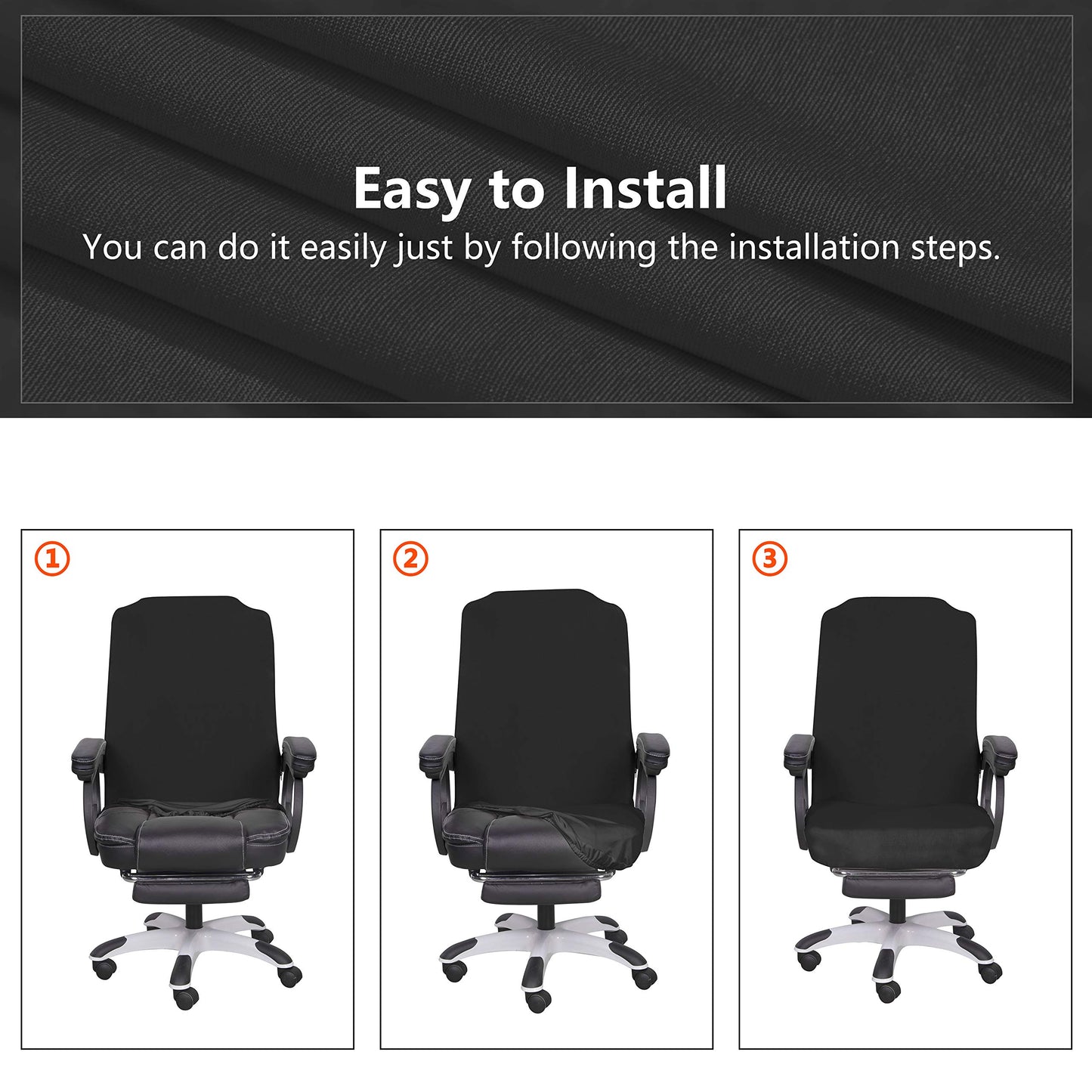 SARAFLORA Office Chair Cover- Medium, Black- Removable Computer Chair Cover for Office Chair with Zipper for Universal Rotating Chair Desk Chair Cover High Back Chair Seat Washable Protector for Pets