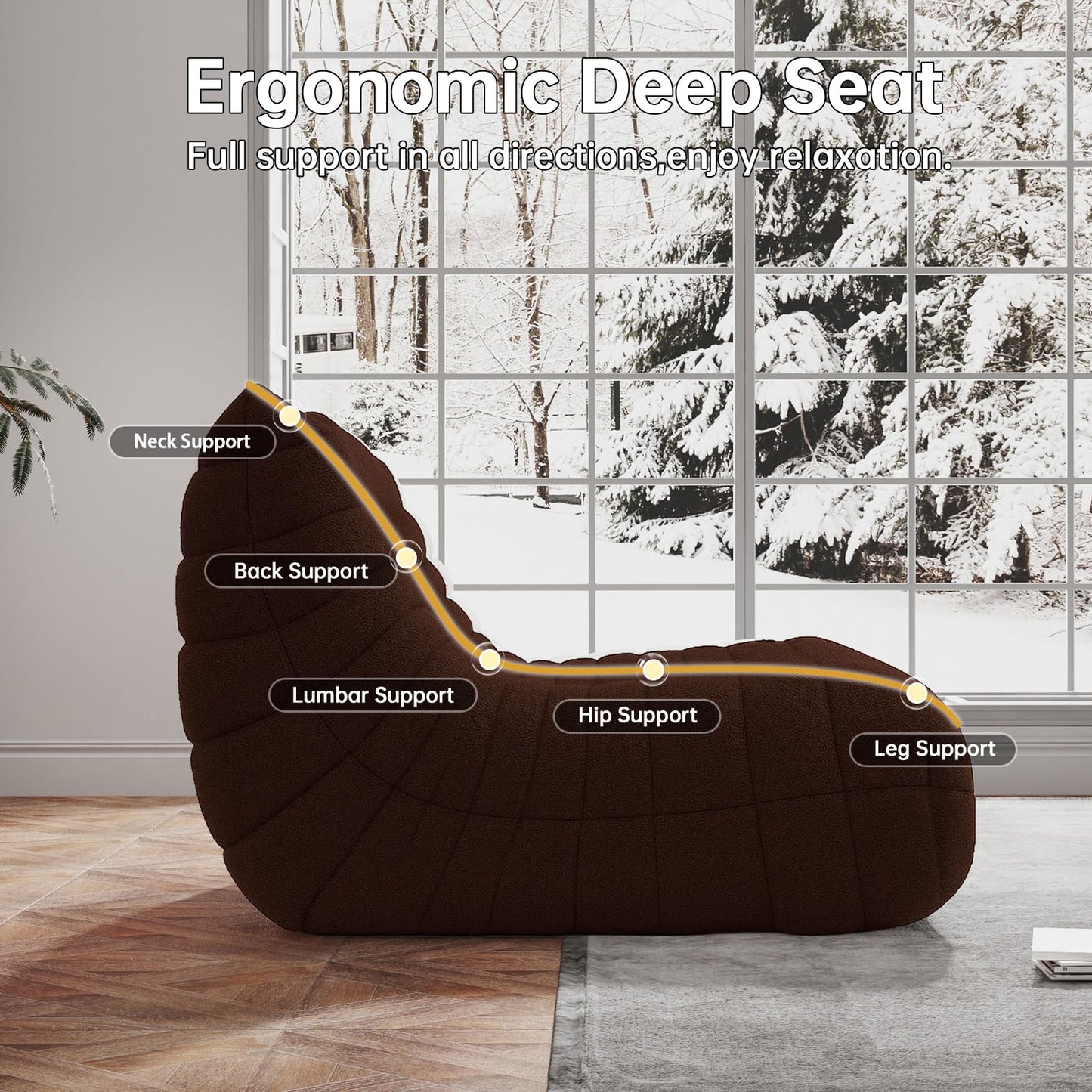 WHGBJA Bean Bag Chair for Adults, Lazy Bean Bag Sofa for Bedroom, Living Room, Reading, Gaming Floor Sofa Chair, Boneless, Comfy