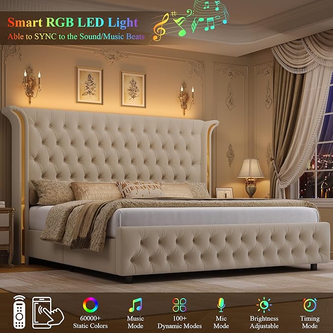 Keyluv Full Smart LED Bed Frame