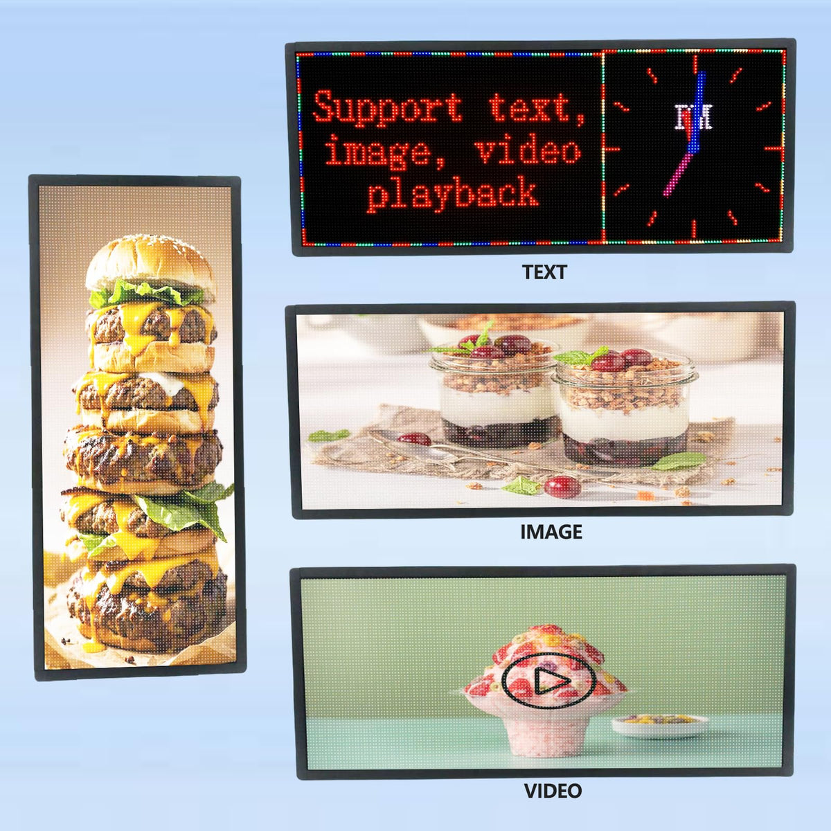 P6 Programmable LED Sign Supports Text/Image/Video, 40"x17" Outdoor Scrolling LED Digital Display for Business, IP65 Waterproof Electronic Message Board with WiFi & USB Control