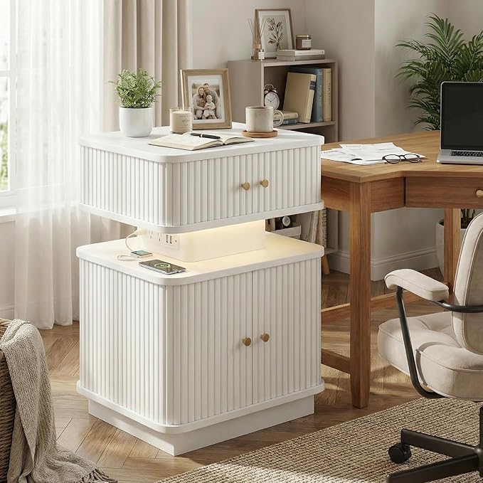 Night Stand Set 2, LED Nightstand, Bedroom Night Stand