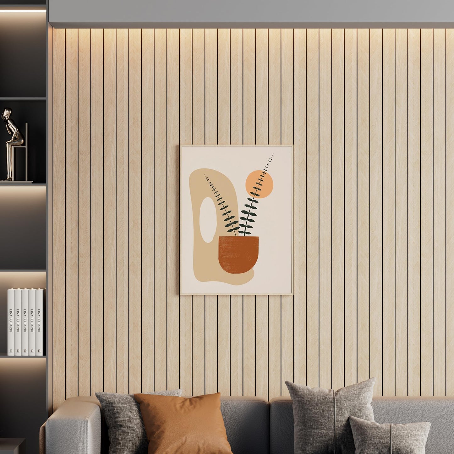 Arthome Peel and Stick Slat Wall Panels 15.7 "x120,Self-Adhesive PVC Wood Grain Wallpaper Panel,3D Thick Faux Soundproof Backsplash Accent Wall Tile for Walls & Furniture (Beige- Coverage 13 Sq.ft)