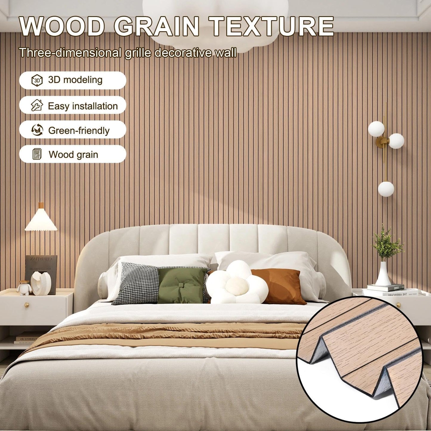 Peel and Stick Slat Wall Panel 15.75"X118" PVC Self-Adhesive Thick Light Oak Wood Grain Wallpaper Panel 3D Soundproof Wall Panels for Walls