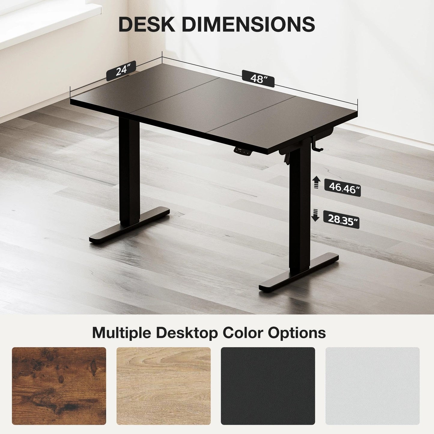 Acrolix Electric Standing Desk, Height Adjustable Home Office Desk with Memory Presets & Cable Management,Black Sit Stand Desk for Work from Home, Ergonomic Computer Desk (48" x 24")