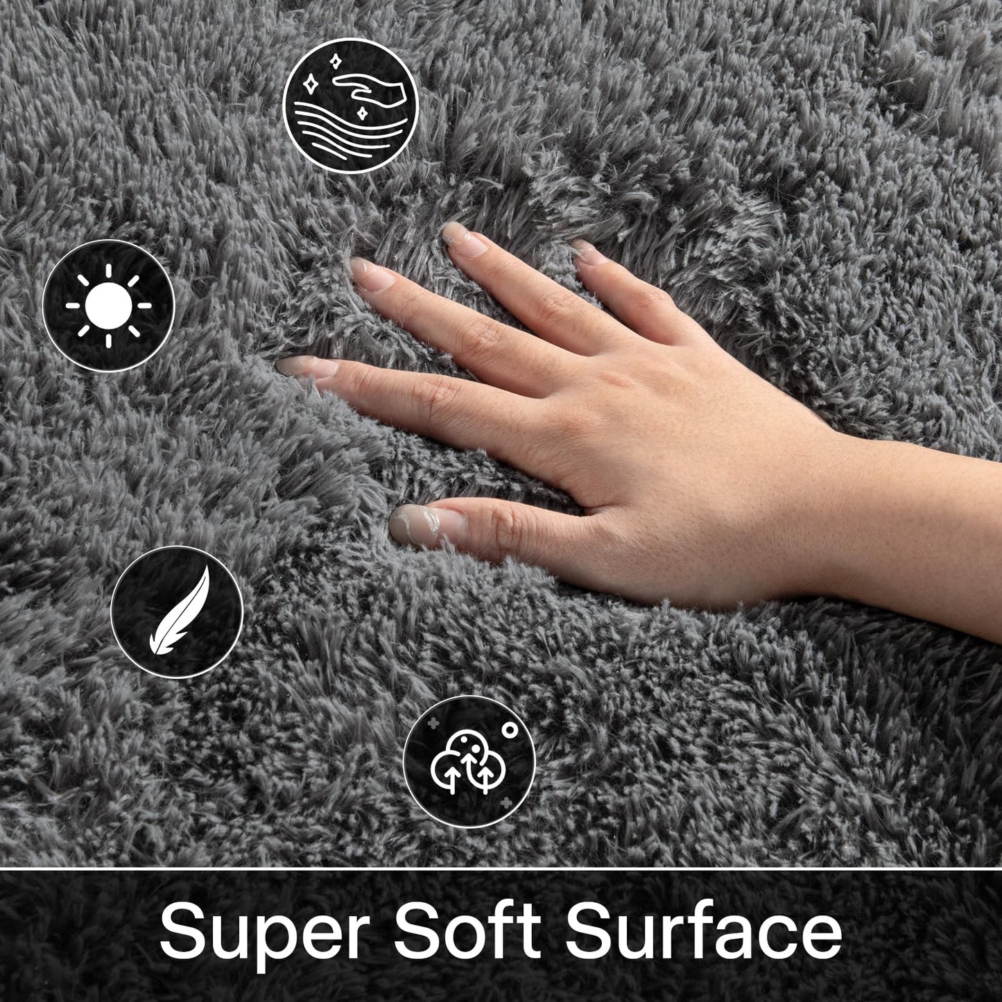 Merelax Soft Area Rugs for Livingroom Bedroom, Shaggy Plush Fuzzy Fluffy Carpet Furry Fur Rug, Modern Indoor Comfy Nursery Kids Dorm Home Decor Floor Mat, 4 x 6 ft, Charcoal