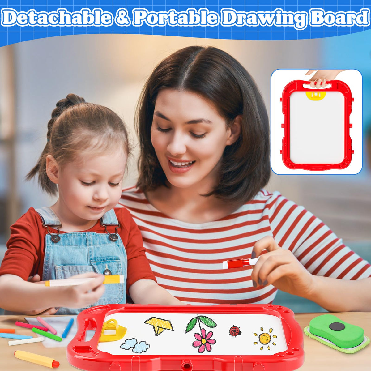 Chalk Board Easel for Kids Toys,Double-Sided Magnetic Kids Chalkboard and Dry Erase Boards,Toddler Toys for 3 Year Old Boy Gift,Art Easel Learning Educational Toy for 3 4 5 Years Old Boys Gift