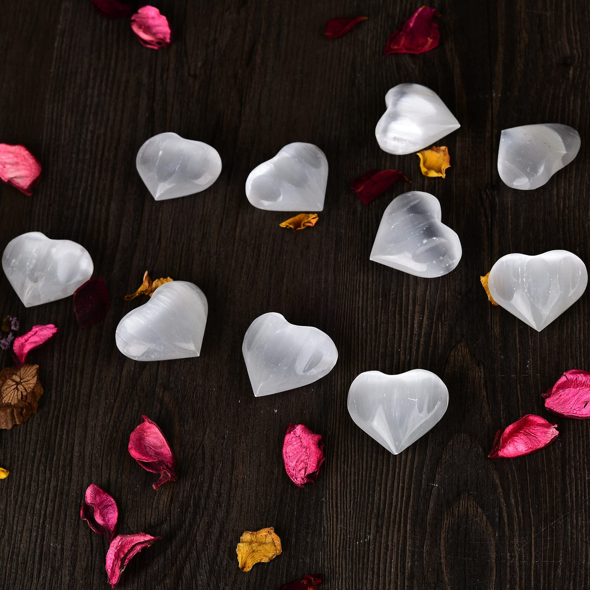 JIC Gem 1.4-1.6" Natural Unique White Selenite Heart Stone Healing Crystal Heart Rock Engraved Heart Decoration Heart Shape Crystal Set of 10 Wholesale Frome Morocco