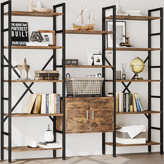 INNOD 70" Triple 5 Tier Book Shelf, Large Industrial Bookcase
