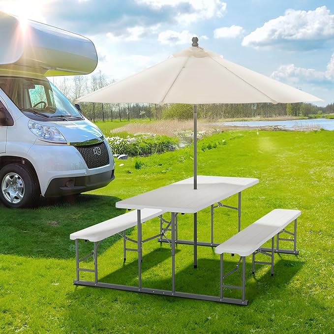 VINGLI Folding Picnic Table and Bench Set