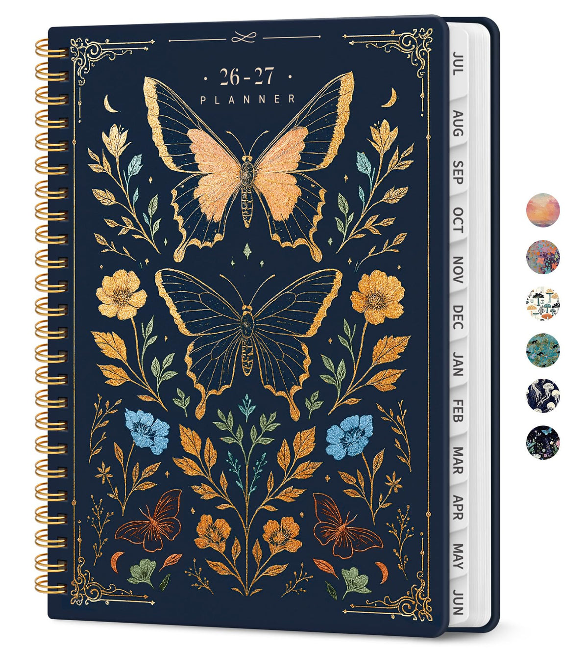 Planner 2026-2027, Academic Year Weekly and Monthly Calender Planner, from Jul 2026 - Jun 2027, Spiral Bound School Planning Book, Perfect for Teacher, Student, Women & Men, A4 (8.5" x 11"), Golden Butterfly