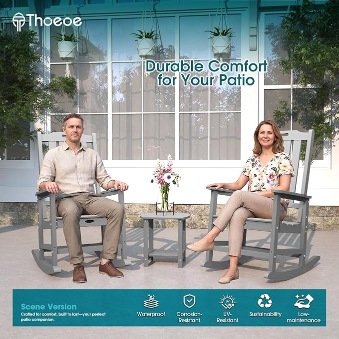 THOEOE Oversized Rocking Chair Set of 2, Outdoor Rocking Chair