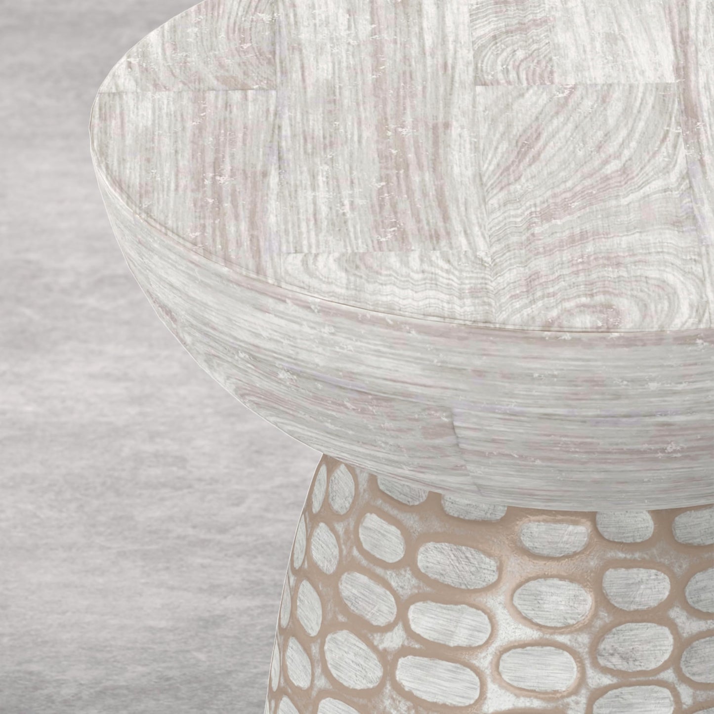 SIMPLIHOME Boyd End Table - 13 inch Wide Solid Mango Wood Round Accent Table in Distressed White, Handcrafted Contemporary Nightstand or Lamp Stand for Living Room, Bedroom, or Office, Assembled