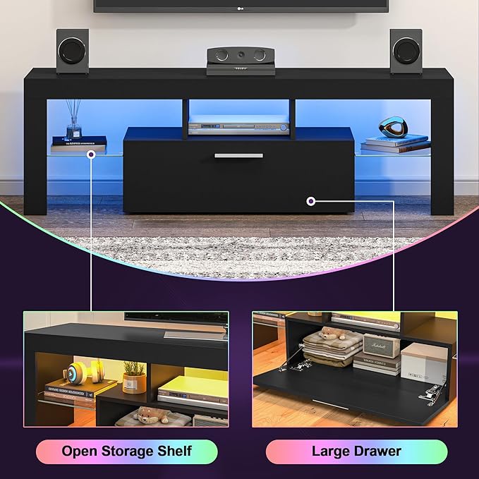 Clikuutory Modern Lighting 51 inch TV Stand