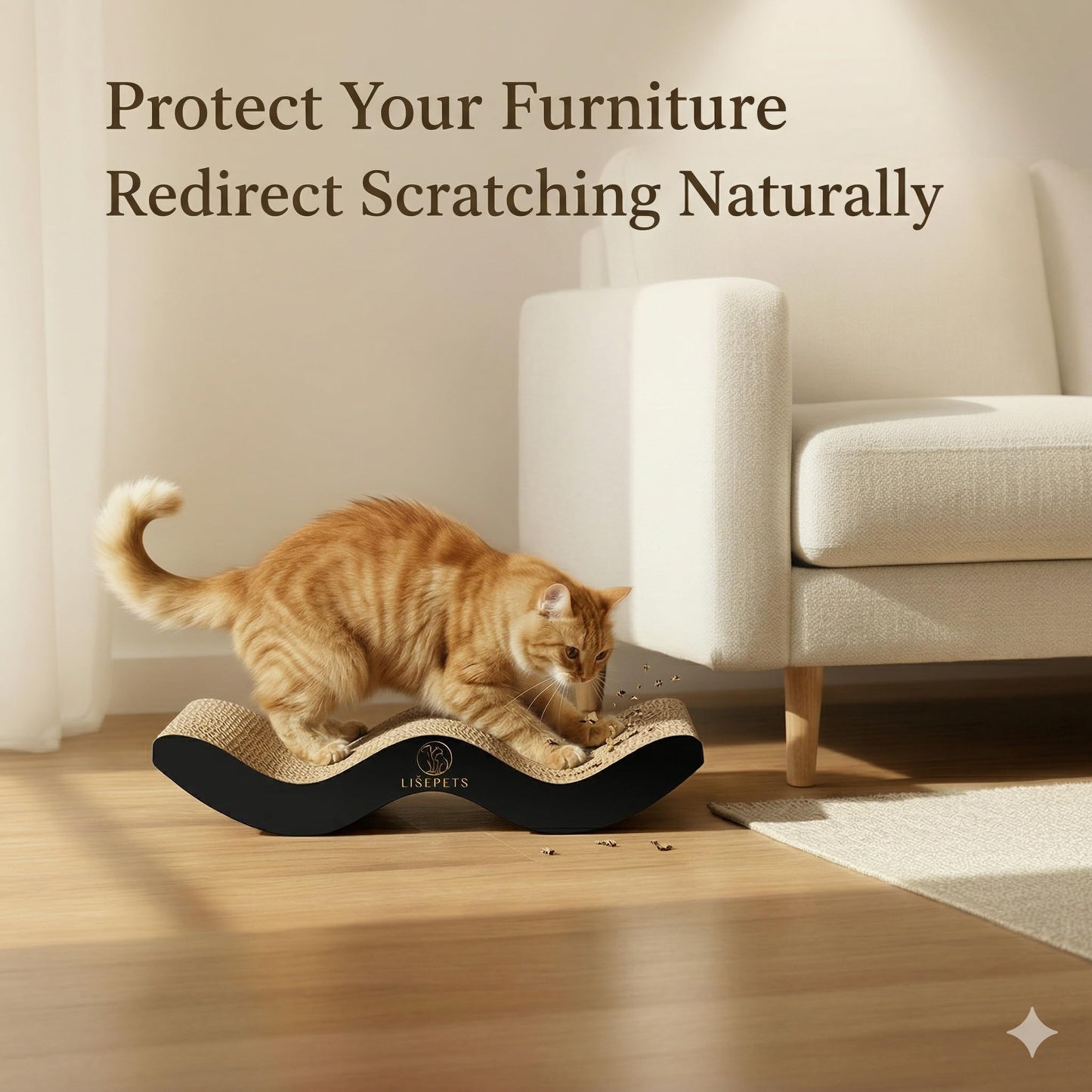 Cat Scratcher Cardboard Lounge Bed for Indoor Cats – Large Curved Cat Scratch Pad, Reversible Durable Honeycomb Design, Cat Scratching Board for Furniture Protection