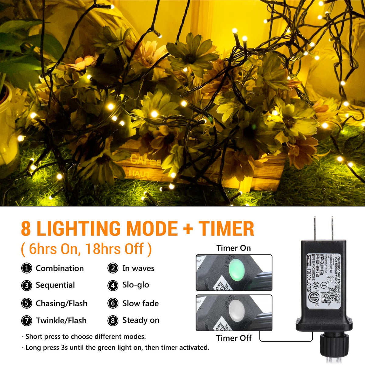Toodour Christmas Lights Outdoor, 328ft 1000 LED String Lights, Timer, Waterproof 8 Modes Outdoor Christmas String Light - Twinkle Light for Tree Home Garden Yard Wedding Party Xmas Decor(Warm White)