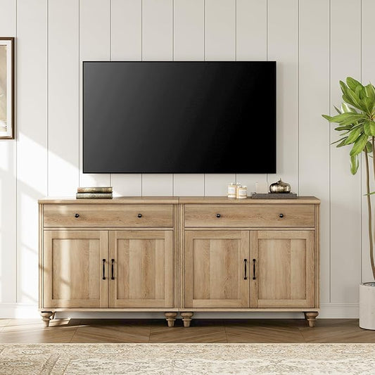 WAMPAT Farmhouse TV Stand for 75 inch TV