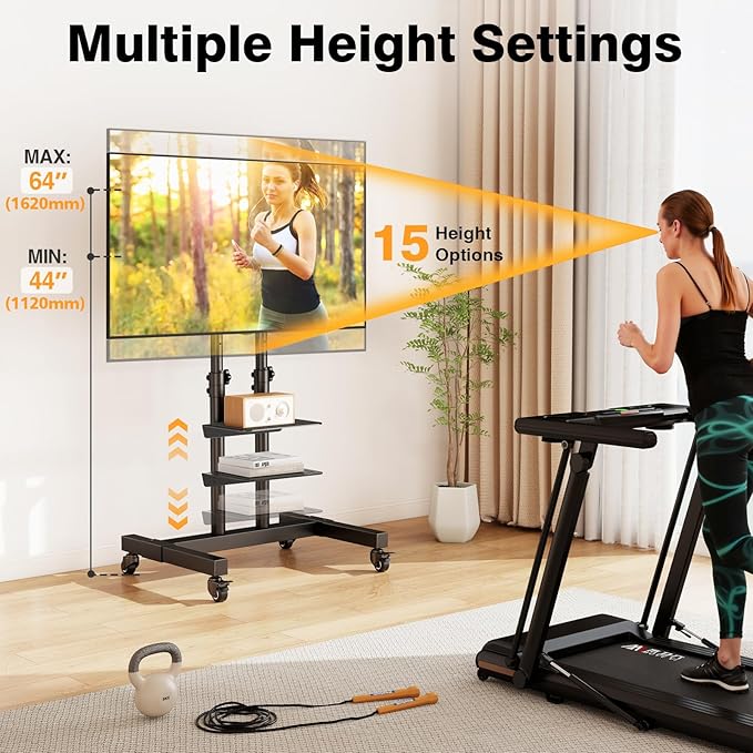 Mobile TV Stand Rolling TV Cart Floor Stand