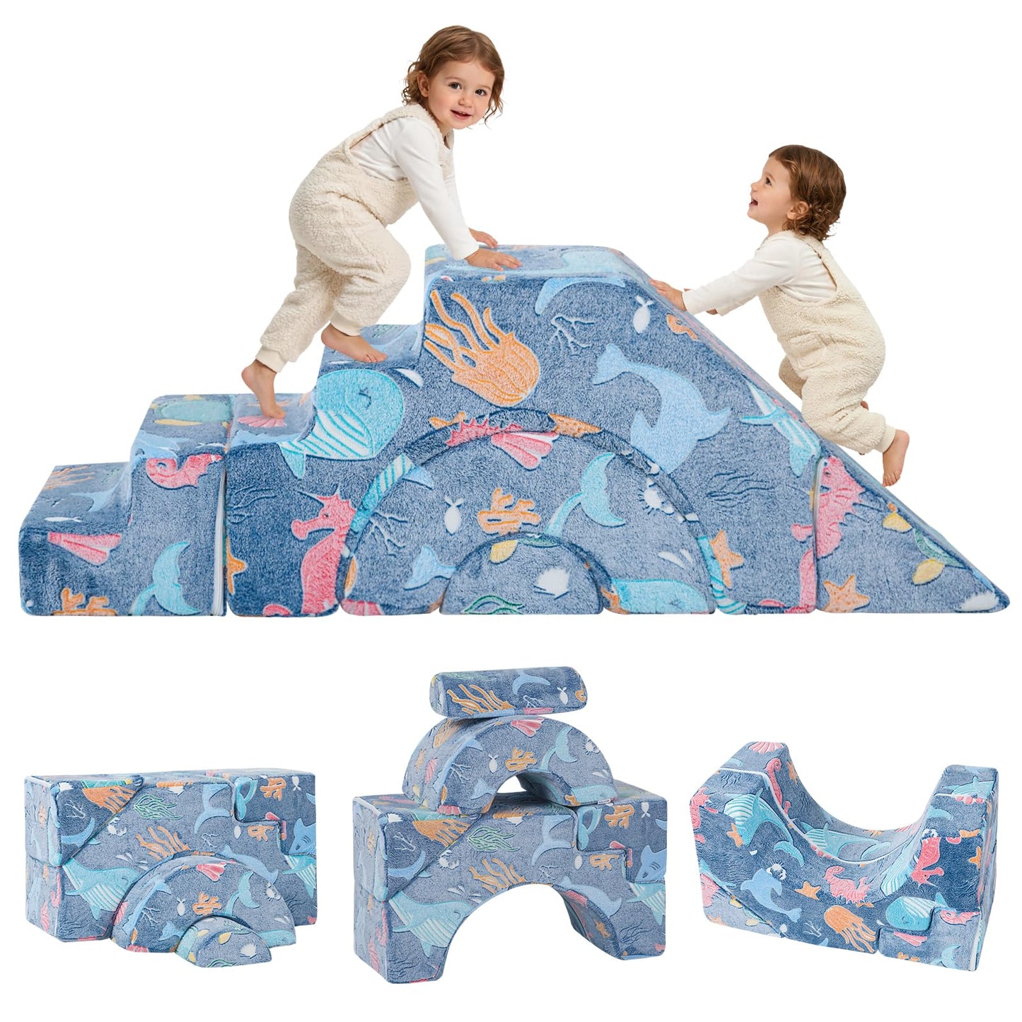 MeMoreCool Foam Climbing Toddler Couch – Modular Sofa with Slide & Stairs | Convertible Playroom Couch | Crawling & Climbing Soft Furniture | Washable Cover | Gift for Kids