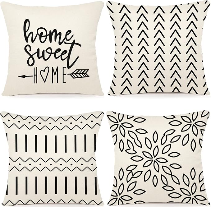 YCOLL Pillow Covers 20x20 Set of 4, Modern Sofa Throw Pillow Cover, Decorative